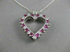 ESTATE .75CTW DIAMOND RUBY 14KT WHITE GOLD OPEN HEART PENDANT + CHAIN G VS #9994