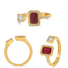 1.28CT DIAMOND AAA RUBY 14K YELLOW GOLD EMERALD CUT DOUBLE SQUARE SOLITAIRE RING
