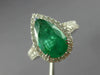 ESTATE 3.32CT DIAMOND & AAA EMERALD 18K WHITE GOLD 3D PEAR SHAPE ENGAGEMENT RING