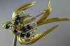 ESTATE 1.70CT DIAMOND & AAA SAPPHIRE 18KT YELLOW GOLD 3D BIRD BROOCH PIN #23874