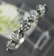 ESTATE .50CT DIAMOND 14KT WHITE GOLD 3D FIVE STONE SHARE PRONG ANNIVERSARY RING