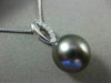 ESTATE .11CT DIAMOND 14K WHITE GOLD 3D TAHITIAN PEARL OPEN LEAF FLOATING PENDANT