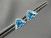 ESTATE 3.13CT DIAMOND & AAA BLUE TOPAZ 14K WHITE GOLD SEMI MOON HANGING EARRINGS