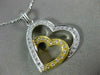 ESTATE .33CT DIAMOND 18K 2TONE GOLD CLASSIC DOUBLE HEART FLOATING PENDANT #14408