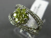 WIDE 1.30CT WHITE & FANCY YELLOW DIAMOND 18KT WHITE GOLD CRISS CROSS FLOWER RING