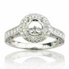 ESTATE .92CT DIAMOND 18K WHITE GOLD DOUBLE HALO ROUND SEMI MOUNT ENGAGEMENT RING