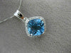 ESTATE 2.92CT DIAMOND & BLUE TOPAZ 14KT WHITE GOLD SQUARE HALO FILIGREE PENDANT