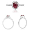 1.39CT DIAMOND & AAA RUBY 18KT WHITE GOLD 3D OVAL & ROUND HALO ENGAGEMENT RING