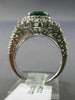 LARGE 4.77CT DIAMOND & EMERALD 14KT WHITE GOLD DOUBLE HALO OVAL ENGAGEMENT RING