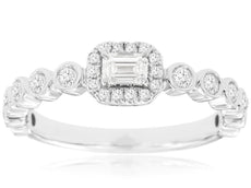 .60CT DIAMOND 14K WHITE GOLD ROUND & BAGUETTE CLASSIC FRIENDSHIP ENGAGEMENT RING