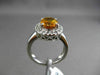 ESTATE LARGE 2.48CT DIAMOND & AAA EXTRA FACET CITRINE 14KT WHITE GOLD HALO RING