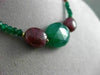 ANTIQUE LARGE GREEN ONYX & GARNET 14KT YELLOW GOLD OVAL & ROUND NECKLACE #20127