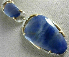 ESTATE LARGE .30CT DIAMOND & SLICED SAPPHIRE 14KT ROSE GOLD 3D TEAR DROP PENDANT