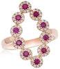 LARGE .65CT DIAMOND & AAA RUBY 14KT ROSE GOLD 3D OPEN MARQUISE SHAPE FUN RING