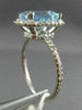 ESTATE LARGE 2.52CT DIAMOND & AQUAMARINE 14KT WHITE GOLD 3D HALO ENGAGEMENT RING