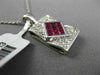 ESTATE 2.2CT DIAMOND & AAA RUBY 18K WHITE GOLD RECTANGULAR FILIGREE LOVE PENDANT