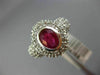 ESTATE WIDE 2.35CT DIAMOND & RUBY 14KT WHITE GOLD 3D BEZEL HALO ENGAGEMENT RING