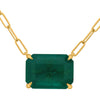 3.86CT AAA EMERALD 18KT YELLOW GOLD CLASSIC EMERALD CUT SOLITAIRE LOVE NECKLACE
