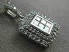 ESTATE LARGE 1CT DIAMOND 14K WHITE GOLD RECTANGULAR FILIGREE DOUBLE HALO PENDANT
