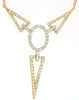 LARGE .60CT DIAMOND 14KT 2 TONE GOLD OPEN OVAL TRIANGULAR GEOMETRICAL NECKLACE