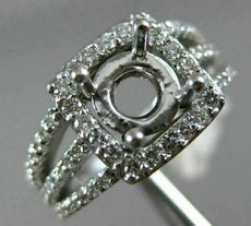 ESTATE .80CT DIAMOND 14K WHITE GOLD HALO SQUARE SEMI MOUNT ENGAGEMENT RING #2625