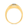 LARGE 2.35CT DIAMOND & AAA SAPPHIRE 14KT YELLOW GOLD 3D EMERALD CUT MEN'S RING