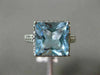 ESTATE LARGE 5.27CT AAA BLUE TOPAZ 14KT WHITE GOLD SQUARE HALO FILIGREE FUN RING