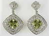 3.35CT DIAMOND & AAA LEMON QUARTZ 14K WHITE GOLD 3D CUSHION HALO SQUARE EARRINGS