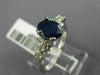 ESTATE 1.85CT DIAMOND & AAA OVAL CUT SAPPHIRE 14KT WHITE GOLD 3D ENGAGEMENT RING