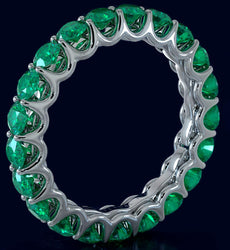 3.10CT AAA EMERALD 14K WHITE GOLD 3D CLASSIC SHARED PRONG ETERNITY FUN LOVE RING