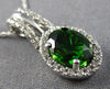 ESTATE 1.54CT DIAMOND & AAA GREEN GARNET 14KT WHITE GOLD 3D OVAL HALO PENDANT