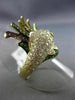 LARGE 2.03CT WHITE & BLACK DIAMOND & RUBY & TSAVORITE 18KT YELLOW GOLD BIRD RING