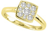 ESTATE .25CT DIAMOND 14KT WHITE GOLD ROUND SQUARE CLASSIC CLUSTER FUN LOVE RING