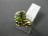 WIDE 1.05CT DIAMOND & AAA PEAR SHAPE PERIDOT 14KT YELLOW GOLD 3D HALO FUN RING