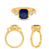 LARGE 2.72CT DIAMOND & AAA SAPPHIRE 14KT YELLOW GOLD EMERALD CUT ENGAGEMENT RING