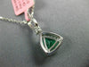 ESTATE 1.83CT DIAMONDS & AAA EMERALD 18K WHITE GOLD 3D TRILLION FLOATING PENDANT