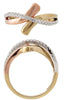 ESTATE .16CT DIAMOND 14KT TRI COLOR GOLD 3D ROUND CRISS CROSS INFINITY LOVE RING