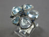 LARGE 9.94CT DIAMOND & AAA BLUE TOPAZ & SAPPHIRE 14KT WHITE GOLD FLOWER FUN RING