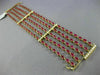 ESTATE WIDE 26.91CT DIAMOND & RUBY 14KT YELLOW GOLD 3D MULTI ROW TENNIS BRACELET