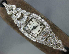 ANTIQUE LARGE PLATINUM HAMILTON 1.70CT OLD MINE DIAMOND ART DECO LADIES WATCH