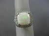 ESTATE LARGE 4.14CT DIAMOND & AAA OPAL 14K WHITE GOLD 3D SQUARE DOUBLE HALO RING