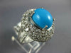 ESTATE LARGE 9.86CT DIAMOND & AAA TURQUOISE 14KT WHITE GOLD OVAL FUN RING #1997