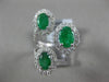 ESTATE 2.93CT DIAMOND & AAA EMERALD 14KT WHITE GOLD 3D OVAL 3 STONE TENSION RING