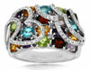 ESTATE LARGE 3.68CT DIAMOND & AAA MULTI GEM 14K WHITE GOLD 3D RAINBOW HEART RING