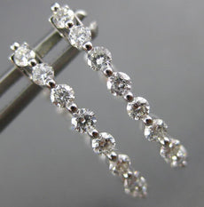 .95CT DIAMOND 18K WHITE GOLD 3D OVAL INSIDE OUT SHARE PRONG HOOP HUGGIE EARRINGS