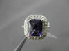 ESTATE LARGE 4.96CTW DIAMOND & AAA AMETHYST 14KT WHITE GOLD 3D HALO FUN RING