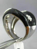 ESTATE LARGE .55CT DIAMOND & AAA BLACK ENAMEL 14KT WHITE GOLD MULTI FLOWER RING