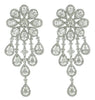LARGE 16.45CT DIAMOND 18KT WHITE GOLD 3D ROUND & PEAR SHAPE CHANDELIER EARRINGS