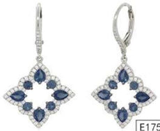 2.69CT DIAMOND 14KT WHITE GOLD 3D PEAR SHAPE & ROUND FLORAL SQUARE FUN EARRINGS