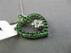 ESTATE 1.09CT DIAMOND & AAA GREEN RUBY 14KT WHITE GOLD FLOWER OPEN HEART PENDANT